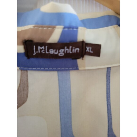 J. McLaughlin Cream and Blue Geometric Midi Dress - Picture 5 of 6